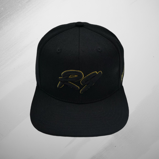 R9 black gold fitted cap 3D embroidery streetwear Stockholm